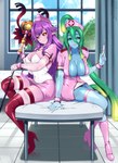 bottomwear breasts cleavage clothed clothing curvy_figure duo female hair holding_object holding_staff hourglass_figure legwear monster_girl_(genre) not_furry nurse purple_hair skirt small_waist staff syringe thigh_highs translucent translucent_body lindaroze_(artist) monster_musume suu_(monster_musume) goo_creature goo_humanoid humanoid hi_res