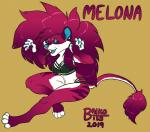 2019 anthro baikobits blue_eyes breasts clothed clothing felid female gradient_hair hair lion mammal mane mane_hair melona pantherine piercing smile solo tuft