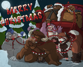 ball_gag balls bear bound bovine cat cattle christmas chubby damingo erection feline flaccid gag gay group harness holidays leather male mammal nipple_pinch overweight penis pig porcine precum renmunk rockblackhorn santa_claus sled sleigh
Rating: Explicit
Score: 7
User: toboe
Date: December 23, 2013