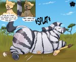 belly_smother big_butt bodily_fluids butt butt_smother female female/female feral flattened grass group huge_butt logo outside pawpads plant quadruped size_difference sky smothering speech_bubble squashed_body squish striped_body stripes sweat sweaty_butt text trio blossonflower ahadi_(squashedflat) sefira_(squashedflat) equid equine felid hyena lion mammal pantherine zebra 2024 artist_logo comic english_text hi_res