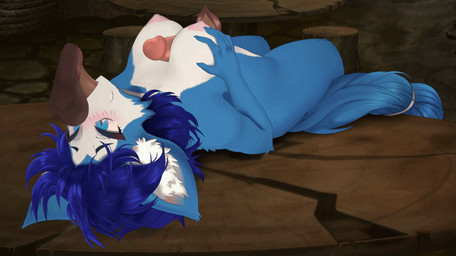 animated_gif anthro balls big_breasts blue_body blue_fur blue_hair blush breast_grab breast_play breasts erection fellatio female fur genitals group group_sex hair hand_on_breast humanoid_genitalia inner_ear_fluff laying_on_table lying nipples nude on_back oral oral_penetration penetration penile penis pink_nipples sex tail titfuck trio tuft white_body white_fur kuja legend_of_krystal lok_rebirth nintendo star_fox krystal_(star_fox) canid canine fox mammal animated digital_media_(artwork) short_playtime story story_in_description