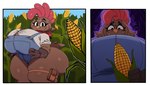 4_fingers anthro beak big_breasts big_butt bodily_fluids breasts butt clothed clothed_anthro clothed_female clothing corn female female_anthro fingers food gloves handwear huge_breasts huge_butt outside plant solo sweat thick_thighs yellow_beak sssonic2 penny_jenkins_(simplifypm) avian bird chicken galliform gallus_(genus) humanoid phasianid 2025 digital_media_(artwork) hi_res