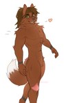 anthro happy male muscular muscular_anthro muscular_male solo standing meneo russ_(rustydaggers) canid canine canis fox humanoid hybrid mammal wolf hi_res