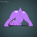 anthro anus ass_up blush breast_squish breasts brown_hair butt face_squish female genitals glistening glistening_butt glistening_shoulders hair jack-o'_pose looking_at_viewer looking_back looking_back_at_viewer messy_hair nude pose purple_body purple_scales pussy rear_view scales short_tail simple_background smile smiling_at_viewer snout solo spread_legs spreading squish tail thick_thighs vignette yellow_eyes queen_susie deltarune undertale_(series) susie_(deltarune) dinosaur lizard prehistoric_species reptile scalie 1:1