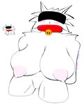 anthro bandage_over_eye bell bell_collar blindfold blindfold_only blush breasts collar collar_only exposed_breasts female hands_behind_back miniature miniature_model navel nipples nude owo solo funnyman2 domestic_cat felid feline felis mammal hi_res