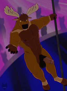 abs animal_genitalia animal_penis anthro audience balls biceps big_balls big_penis dancing equine_genitalia equine_penis erection exhibitionism fur genitals group hair hooves huge_balls huge_penis looking_at_viewer male muscular muscular_anthro muscular_male nipples nude nude_in_front_of_audience pecs penis pole pole_dancing public public_erection smile solo stripper stripper_pole fayrofire kay_(fayrofire) deer mammal moose new_world_deer digital_media_(artwork) hi_res