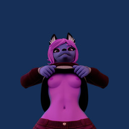 anthro blue_body breasts clothed clothing clothing_lift female shirt shirt_lift solo topwear revdafox reverie_(revdafox) canid canine fox mammal red_fox silver_fox true_fox 1:1 3d_(artwork) alpha_channel digital_media_(artwork) hi_res
