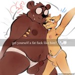 1:1 angus_delaney anthro balls bear blush blush_lines blushingrosewood bodily_fluids body_hair briefs brown_bear brown_body brown_fur canid canine chest_hair clothed clothing clothing_aside duo english_text erection eyewear fangs fox fur genitals glasses gregg_lee grizzly_bear happy_trail hi_res humanoid_genitalia humanoid_penis leg_hair male male/male mammal night_in_the_woods one_eye_closed overweight overweight_anthro overweight_male penis profanity pubes selfie simple_background skinny_male slightly_chubby slightly_chubby_anthro slightly_chubby_male smile snapchat stubble sweat teeth text underwear underwear_aside underwear_only ursine weight_difference white_background wink