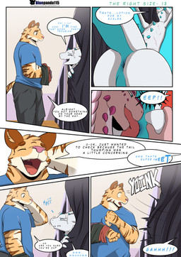 almost_caught anal anthro anus back_scar back_spikes bent_over bite biting_lip biting_own_lip black_bottomwear black_clothing black_pants blue_body blue_clothing blue_eyes blue_shirt blue_topwear bodily_fluids body_motion_path bottomwear brown_body brown_fur butt butt_grab clothing clothing_store color_coded color_coded_text contour_smear cum cum_on_face curtains dialogue dishonesty distorted_contour eep exhibitionism eyes_closed facial_spikes fitting_room flustered fur genital_fluids group hand_behind_head hand_on_butt holding_clothing holding_object looking_pleasured male male/male membrane_(anatomy) membranous_wings moan motion_lines motion_outline motion_path mouth_closed neck_spikes nervous nude oblivious open_mouth oral pants path_lines pink_body pink_scales pointy_speech_bubble presenting presenting_hindquarters public public_sex raised_tail rear_view rimming scales scar self_bite sex shirt shocked speech_bubble spikes spikes_(anatomy) stealth_sex store striped_body striped_fur stripes stuttering surprise_sex tail tan_body tan_fur text text_emphasis tongue tongue_out topwear trio white_body white_scales wide_eyed wings bluepanda115 mythology hyperion_(bluepanda115) saber_(bluepanda115) dragon felid mammal mythological_creature mythological_scalie pantherine scalie tiger absurd_res comic english_text hi_res multiple_scenes signature url