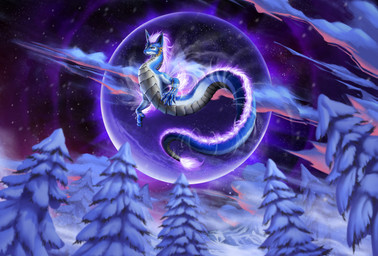 ambiguous_gender blue_body blue_fur detailed_background flying forest fur night outside pink_eyes plant snow snow_on_trees solo star tail tree lambdakat mythology dragon furred_dragon furred_scalie mythological_creature mythological_scalie scalie 2026 digital_media_(artwork) hi_res female_(lore)