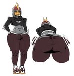 2019 bent_over big_butt bisharp bottomwear bra breasts butt clothing cropped_jacket female footwear generation_5_pokemon hand_on_hip hi_res huge_butt humanoid jacket looking_at_viewer midriff nintendo not_furry pants pokemon pokemon_(species) redfred shaking_butt shoes sneakers solo thick_thighs thong topwear twerking underwear whale_tail wide_hips