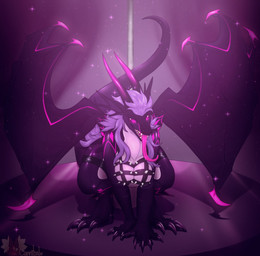 anthro breasts claws clothed clothing crouching female horn leather long_tongue mane non-mammal_breasts pole sharp_teeth smile smirk solo sparkles spikes stripper stripper_pole tail teeth thick_thighs tongue tongue_out wings cannibalistic_tendencies adult_swim cartoon_network mythology rick_and_morty interstellar_demon_stripper dragon mythological_creature mythological_scalie scalie hi_res