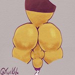 anthro balls bodily_fluids butt cum fur genital_fluids genitals male penis presenting presenting_hindquarters solo yellow_balls yellow_body yellow_fur yellow_penis tur0_dx meli_(tur0_dx) arthropod bee hymenopteran insect 1:1 hi_res