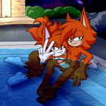 anthro duo erection female fur green_eyes grey_eyes imminent_fellatio imminent_oral male male/female nude orange_body orange_fur partially_submerged public public_nudity swimming_pool meyk sega sonic_the_hedgehog_(series) fan_character meyk_the_lynx mia_the_lynx felid feline lynx mammal hi_res brother_(lore) brother_and_sister_(lore) incest_(lore) sibling_(lore) sister_(lore) twins_(lore)