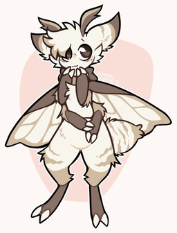 4_arms antennae_(anatomy) anthro brown_body brown_eyes brown_fur featureless_crotch fur happy male multi_arm multi_limb pink_background simple_background smile solo wings corvidcurse_(artist) arthropod insect lepidopteran moth hi_res signature