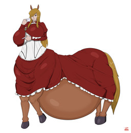 big_breasts blonde_hair blue_eyes breasts clothed clothed_taur clothing container cup dress female hair hair_over_eye holding_container holding_cup holding_object holding_tea_cup hooves horse_ears horse_tail hyper hyper_pregnancy pregnant pregnant_female pregnant_taur simple_background solo standing taur_lower_pregnancy tea_cup zeruxu european_mythology greek_mythology mythology estelle_bellegarde centaur equid equid_taur humanoid_taur mammal mammal_taur taur hi_res