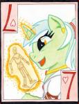 card card_template ear_piercing female hair heart_symbol hearts_(suit) horn magic number piercing playing_card playing_card_template seven_of_hearts smile solo suit_symbol wooden_figure the1king friendship_is_magic hasbro my_little_pony mythology lyra_heartstrings_(mlp) equid equine mammal mythological_creature mythological_equine unicorn traditional_media_(artwork)