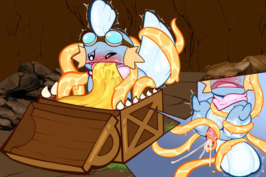 bandanna_scarf bdsm blush bodily_fluids bondage bound cum ejaculation eyewear eyewear_on_head feral forced forced_kiss forced_orgasm french_kissing genital_fluids genitals goggles goggles_on_head gold_tongue kissing male open_mouth orgasm penis rape restrained restrained_by_tentacles sex simple_background tentacle_on_penis tentacle_rape tentacle_sex tentacles tremble_lines softestpuffss nintendo pokemon pokemon_mystery_dungeon spike_chunsoft fan_character generation_3_pokemon mimic mimic_chest mudkip pokemon_(species) hi_res