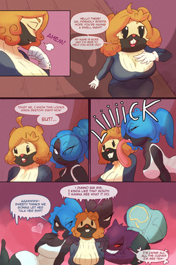 anthro big_butt bottomwear breasts butt clothed clothing dialogue female female/female gloves greeting group handwear hotpants imminent_sex licking nun shorts slightly_chubby text tongue wide_hips alexander_clambel nintendo pokemon bidee gabby_(alexander_clambell) ginny_(alexander_clambell) haily_(alexander_clambell) bidoof gastly generation_1_pokemon generation_4_pokemon gengar haunter pokemon_(species) 2:3 comic english_text hi_res