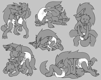 69_position anthro bell bell_collar claws clothed clothing collar diaper diaper_only duo fur grey_background male male/male oral sex shared_diaper simple_background toe_claws topless wearing_diaper crackajackin nintendo pokemon steve_(someone12121) canid canine felid fox generation_5_pokemon hybrid leopard mammal pantherine pokemon_(species) zoroark 2012 digital_media_(artwork) hi_res monochrome multiple_scenes