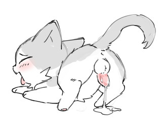 anus ass_up balls blush bodily_fluids cat_tail cheek_tuft countershading cum cum_drip cum_on_ground dripping ejaculation eyes_closed facial_tuft feral fur fur_tuft genital_fluids genitals grey_body grey_fur hands-free male male_feral multicolored_body multicolored_fur open_mouth paws penis quadruped rear_view simple_background solo tapering_penis three-quarter_view tongue tongue_out tuft two_tone_body two_tone_fur white_background white_body white_countershading white_fur kirichiiii domestic_cat felid feline felis mammal 2024 digital_drawing_(artwork) digital_media_(artwork) flat_colors