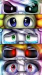 anthro black_sclera blonde_hair blue_eyes bodily_fluids eyes_close-up eyewear female fur glasses glowing glowing_eyes green_eyes group hair plant red_eyes tears white_body white_fur insanity-paints_(artist) undertale undertale_(series) asgore_dreemurr asriel_dreemurr flowey_the_flower toriel boss_monster_(undertale) bovid caprine elemental_creature flora_fauna goat mammal 2016 absurd_res digital_media_(artwork) hi_res