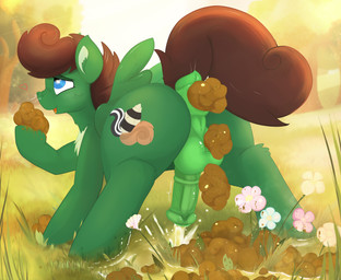animal_genitalia animal_penis anus aroused balls blue_eyes bodily_fluids brown_hair brown_mane brown_tail butt corn cutie_mark equine_anus equine_genitalia equine_penis erection feces feces_on_ground feces_pile feces_smear feces_stain feral fertilizer fertilizing flower fluffy fluffy_chest food food_in_feces fur genital_fluids genitals grass green_anus green_balls green_body green_fur green_penis hair hay heart_symbol holding_feces hooves horse_feces male male_feral mane nature nature_background object_in_feces outside peeing peeing_on_ground peeing_while_erect penis plant pooping pooping_on_grass puffy_anus raccoon_tail raised_tail scatplay skunk_tail sniffing sniffing_feces solo spread_legs spreading squirrel_tail story_included tail tail_anus touching_feces tree tree_trunk urine urine_on_ground urine_on_leg urine_on_own_legs urine_on_self urine_pool urine_pooling urine_splash urine_splatter urine_stream watering watering_flower watering_plants watersports wings not_texmex hasbro my_little_pony mythology fan_character pine_thunderoak equid equine horse mammal mythological_creature mythological_equine pegasus pony colored digital_media_(artwork) hi_res story story_in_description