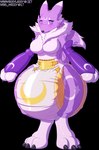 anthro big_breasts big_diaper blush breasts clean_diaper clothed clothing diaper featureless_breasts female fur looking_at_viewer mane purple_body purple_eyes purple_fur solo thick_thighs wearing_diaper white_diaper wide_hips weewizzylizzy bandai_namco digimon canid digimon_(species) mammal renamon alpha_channel hi_res