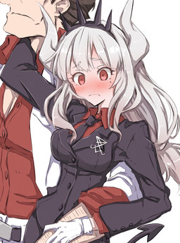 accessory arm_around_waist arm_hair blush body_hair breasts brown_hair business_suit clothed clothing collared_shirt dress_shirt duo female frown gloves hair handwear headband horn long_hair looking_down male male/female markings mole_(marking) necktie not_furry occult_symbol open_clothing open_shirt open_topwear red_eyes shirt short_hair sigil sigil_of_lucifer simple_background spade_tail suit symbol tail topwear white_background white_body white_hair white_horn white_skin nwon'yo_pasun helltaker lucifer_(helltaker) protagonist_(helltaker) demon demon_humanoid human humanoid mammal hi_res