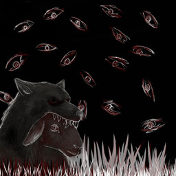 bodily_fluids crying dark_body dark_fur disguise ears_down ears_up feral fur looking_at_another looking_at_viewer male open_mouth pivoted_ears solo spikes surrealism tears teeth teeth_showing white_body white_fur white_wool wool_(fur) roli_poli bovid canid canine canis caprine mammal sheep wolf 1:1 absurd_res hi_res