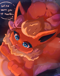 anthro anthrofied anus blush bodily_fluids bow_ribbon breasts butt duo female fur genital_fluids genitals hair heat_(temperature) hug male male/female nude orange_body penis sex tail text thigh_sex vulva fu_kawa nintendo pokemon eeveelution flareon generation_1_pokemon human mammal pokemon_(species) absurd_res digital_media_(artwork) hi_res