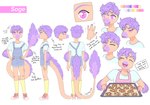 :3 anthro apron baking baking_tray big_tail clothed clothing colored_nails cookie cooking eyes_closed eyewear feathered_arms feathered_tail feathers food glasses hair heart_symbol looking_at_viewer male multicolored_body nails one_eye_closed overalls pupils purple_eyes purple_hair rear_view sharp_teeth side_view simple_background skinny skinny_male slim slit_pupils solo sparkles tail teeth text tongue tongue_out two_tone_body white_background wink winking_at_viewer ko_op lucie_viatge goodbye_volcano_high sage_(gvh) dinosaur dromaeosaurid microraptor prehistoric_species reptile scalie theropod velociraptor digital_media_(artwork) english_text model_sheet official_art trans_(lore) trans_man_(lore)