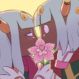 2_horns 8_eyes anthro blush blush_lines brown_body brown_skin clothing duo empty_eyes eye_contact eyelashes female flower gloves hair hand_on_cheek handwear holding_flower holding_object horn kissing looking_at_another looking_at_partner male male/female multi_eye narrowed_eyes obscured_kiss pink_eyelashes plant scarf side_view simple_background surprised white_eyes white_hair yellow_background yellow_eyes caramelpopcoms2 kirby:_triple_deluxe kirby_(series) nintendo queen_sectonia_(original_form) taranza arachnid arthropod spider spidr 1:1 2024 digital_drawing_(artwork) digital_media_(artwork)