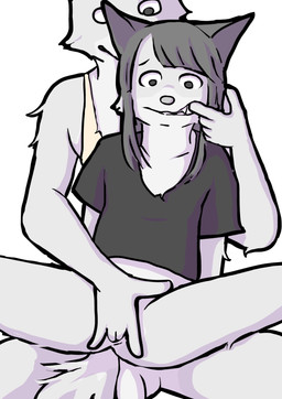 2_finger_fingering 5_fingers age_difference anthro anthro_fingered anthro_fingering anthro_fingering_anthro anthro_on_anthro balls bangs black_clothing black_eyebrows black_eyes black_shirt black_t-shirt black_topwear bottomless bottomless_anthro bottomless_female bottomless_male clothed clothed_anthro clothed_female clothed_male clothed_sex clothing countershade_face countershade_fur countershade_neck countershade_torso countershading duo eyebrows female female_anthro female_fingered finger_in_mouth fingering fingering_partner fingers flaccid flat_chested front_view fur genitals grey_body grey_fur grey_hair grey_nose hair humanoid_genitalia humanoid_hands humanoid_penis humanoid_vulva larger_male long_hair male male/female male_anthro male_fingering male_fingering_female no_pupils older_male open_mouth penis questionable_consent sex shirt simple_background size_difference smaller_female smaller_fingered spread_legs spreading t-shirt tail tan_clothing tan_shirt tan_tank_top tan_topwear tank_top teeth teeth_showing topwear vaginal vaginal_fingering vulva white_background white_body white_countershading white_fur white_sclera young young_anthro young_female younger_female younger_fingered stic1 canid canine canis mammal wolf 2025 hi_res