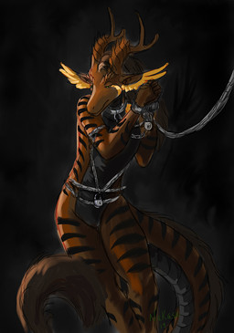 anthro bdsm bondage bound chain chain_leash chained collar cuff_(restraint) fantasy female forced leash lock nude prisoner restrained restraints shackles slave solo submissive submissive_female tail nakase european_mythology mythology nakase_(character) dragon mythological_creature mythological_scalie scalie western_dragon wingless_dragon