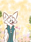 accessory anthro clothing cosplay entangled flower flower_in_hair fur garden hair hair_accessory male petals plant solo white_body white_fur mrfox7luck disney flynn_rider mr._fox_harth_(take_your_luck) arctic_fox canid canine fox mammal true_fox 3:4 absurd_res hi_res