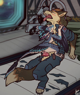 against_object against_surface animal_genitalia animal_penis anthro anthro_on_anthro anthro_penetrated anthro_penetrating anthro_penetrating_anthro balls bite bodily_fluids canine_genitalia canine_penis cloaca cloaca_juice cloacal cloacal_penetration clothed clothing cowgirl_position dominant dominant_female drooling duo eyes_closed feathered_tail feathers female female_penetrated fluffy fluffy_tail from_front_position fucked_silly genital_fluids genitals hand_on_shoulder interspecies knot larger_anthro larger_male larger_on_bottom looking_pleasured male male/female neck_bite on_bottom on_top open_mouth penetration penile penile_penetration penis pinned power_bottom saliva saliva_on_neck sex sheath shoulder_grab sitting size_difference small_dom_big_sub smaller_anthro smaller_female smaller_on_top smaller_penetrated straddling submissive submissive_male tail teeth thick_thighs tongue tongue_out torn_clothing ardeo ardden_(ardeo) taluki_(vixie) avali canid canine canis mammal wolf 2025 2d_animation absurd_res animated digital_media_(artwork) frame_by_frame hi_res loop no_sound short_playtime story story_in_description