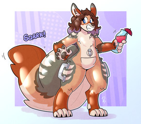 5_fingers air_valve air_valve_navel anthro bean_mouth beverage big_tail blue_eyes border brown_body brown_hair brown_nose brown_pawpads cocktail_garnish cocktail_umbrella digitigrade feet fingerless_(marking) fingerless_gloves_(marking) fingers gloves_(marking) grey_body hair handles_on_thighs holding_beverage holding_glass holding_object inflatable leg_markings long_hair looking_back_at_self markings pawpads pool_toy pouch_(anatomy) purple_background simple_background socks_(marking) solo squeaking standing tail tan_body toeless_(marking) toeless_socks_(marking) white_border 2b-labs ricky_rooyote animate_inanimate canid canine canis coyote hybrid kangaroo living_inflatable macropod mammal marsupial 2025 digital_drawing_(artwork) digital_media_(artwork) english_description nonbinary_(lore)