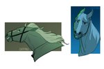 ambiguous_gender blue_body feral mane simple_background solo white_background white_mane catfynli centaurworld netflix horse_(centaurworld) equid equine horse mammal headshot_portrait hi_res portrait female_(lore)