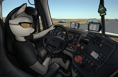 anthro barefoot barefoot_driving clothing driving_truck feet female pedal_pumping pedals shirt solo t-shirt topwear truck trucker vehicle apocheck13 elya_(apocheck13) domestic_cat felid feline felis mammal hi_res