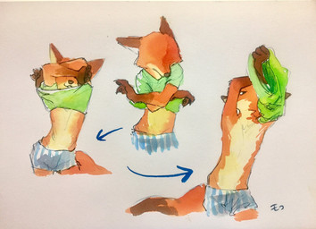 anthro basic_sequence clothed clothing fur linear_sequence male solo three_frame_image three_frame_sequence topless undressing monmokamoko disney zootopia nick_wilde canid canine fox mammal red_fox true_fox 2017 hi_res sequence