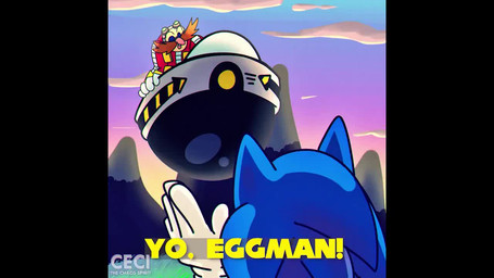 anthro biped blue_body blue_fur clothing cloud dialogue duo egg_mobile facial_hair fur gesture gloves green_eyes handwear humor looking_at_another looking_up male mountain music mustache one_eye_closed open_mouth open_smile outside sky smile standing sunset text vehicle wink thechaosspirit sega sonic_forces sonic_the_hedgehog_(series) dr._eggman sonic_the_hedgehog eulipotyphlan hedgehog human mammal 16:9 2020 2d_animation animated digital_media_(artwork) english_text meme short_playtime sound subtitled video voice_acted watermark widescreen