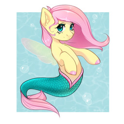 female hair looking_at_viewer mermaid_tail mermaidification pink_hair simple_background smile smiling_at_viewer solo split_form yellow_body katoda friendship_is_magic hasbro my_little_pony fluttershy_(mlp) aquatic equid equine horse mammal merfolk pony 1:1 hi_res