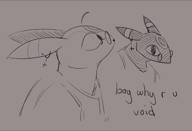 ambiguous_gender anthro biped circle_(marking) ear_piercing ear_ring eyewear glasses looking_at_viewer piercing ring_piercing solo text tr1clip nintendo pokemon eeveelution generation_2_pokemon pokemon_(species) umbreon 2026 english_text letterbox sketch trans_(lore) trans_man_(lore)