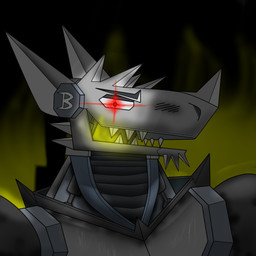 anthro armor armor_plates background_smoke blade glowing glowing_eyes glowing_mouth machine male metal metalic nose_spike red_eyes sharp_teeth simple_background solo spiked_body spiked_nose spikes teeth duqueofdingos blade_bleeder_(uber-simb) monster robot robot_anthro sergal 1:1 absurd_res hi_res