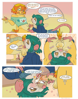 anal anthro anus balls black_whiskers blue_clothing blue_sweater blue_text blue_topwear blush blush_lines bodily_fluids bottle bottomless bottomless_intersex bottomwear breasts brown_eyes buckteeth claws clothed clothing container crop_top cum cum_in_mouth cum_inside cumshot dialogue dripping duo ear_piercing ejaculation eyes_closed face_fucking female female_penetrated flavored_cum flower food fruit fur furniture genital_fluids genitals green_claws green_eyes green_hair green_hairclip green_piercing grey_body grey_fur gynomorph gynomorph/female gynomorph_penetrating gynomorph_penetrating_female hair handjob handjob_while_rimming holding_bottle holding_container holding_object holding_potion intersex intersex/female intersex_penetrating intersex_penetrating_female irrumatio leaking_precum licking moan multicolored_hair multicolored_tail navel on_table oral oral_penetration orange_body orange_fur orange_text pattern_bottomwear pattern_clothing pattern_skirt peach_(fruit) penetration penile penis penis_in_mouth piercing pink_anus pink_hands pink_nose plaid plaid_bottomwear plaid_clothing plaid_skirt plant plap_(sound) potion precum precum_drip print_clothing print_shirt print_t-shirt print_topwear reach_around rimming rodent_ears rodent_tail saliva saliva_on_penis sex shirt short_hair short_tail skirt slurping speech_bubble spread_anus spreading stuttering swallowing sweater t-shirt table tail tan_body teeth text tongue tongue_out topwear unusual_bodily_fluids unusual_cum unusual_genital_fluids upside_down upside_down_fellatio whiskers white_speech_bubble fruityhooves alice_(fruityhooves) sophie_(fruityhooves) canid canine mammal murid murine rat rodent 2025 absurd_res colored comic digital_drawing_(artwork) digital_media_(artwork) english_text hi_res signature