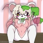 anthro black_eyes blonde_hair blush bottomwear bow_ribbon brain breasts clothing dress female footwear fur hair legwear organs pajamas pink_bottomwear pink_clothing pink_dress pink_skirt skirt slime smile socks solo stockings tail thigh_highs thigh_socks white_body white_clothing white_footwear white_fur white_legwear white_socks white_stockings white_thigh_highs white_thigh_socks yellow_eyes seleverthecat75 terrible_mouse damm_(terrible_mouse) lorna_(terrible_mouse) goo_creature mammal mouse murid murine rat rodent digital_media_(artwork) hi_res