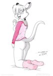 anthro bottomless butt clothed clothing fashion female footwear no_underwear socks solo sweater sweatshirt topwear tirashanks_(artist) mia_(tira_shanks) kangaroo macropod mammal marsupial wallaby