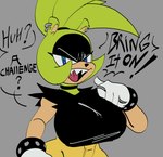 anthro blue_eyes breasts dialogue ear_piercing female looking_at_viewer piercing sharp_teeth solo speech_bubble teeth mooncheese idw_publishing sega sonic_the_hedgehog_(comics) sonic_the_hedgehog_(idw) sonic_the_hedgehog_(series) surge_the_tenrec afrosoricid mammal tenrec 2024 absurd_res hi_res