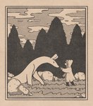 5_fingers ambiguous_gender anthro cloud dot_eyes duo feral fingers gesture grass hair hand_gesture hooded_cloak plant pointing rock simple_eyes size_difference sky tail tree hbtyson ambiguous_species 2021 digital_media_(artwork) hi_res monochrome sepia